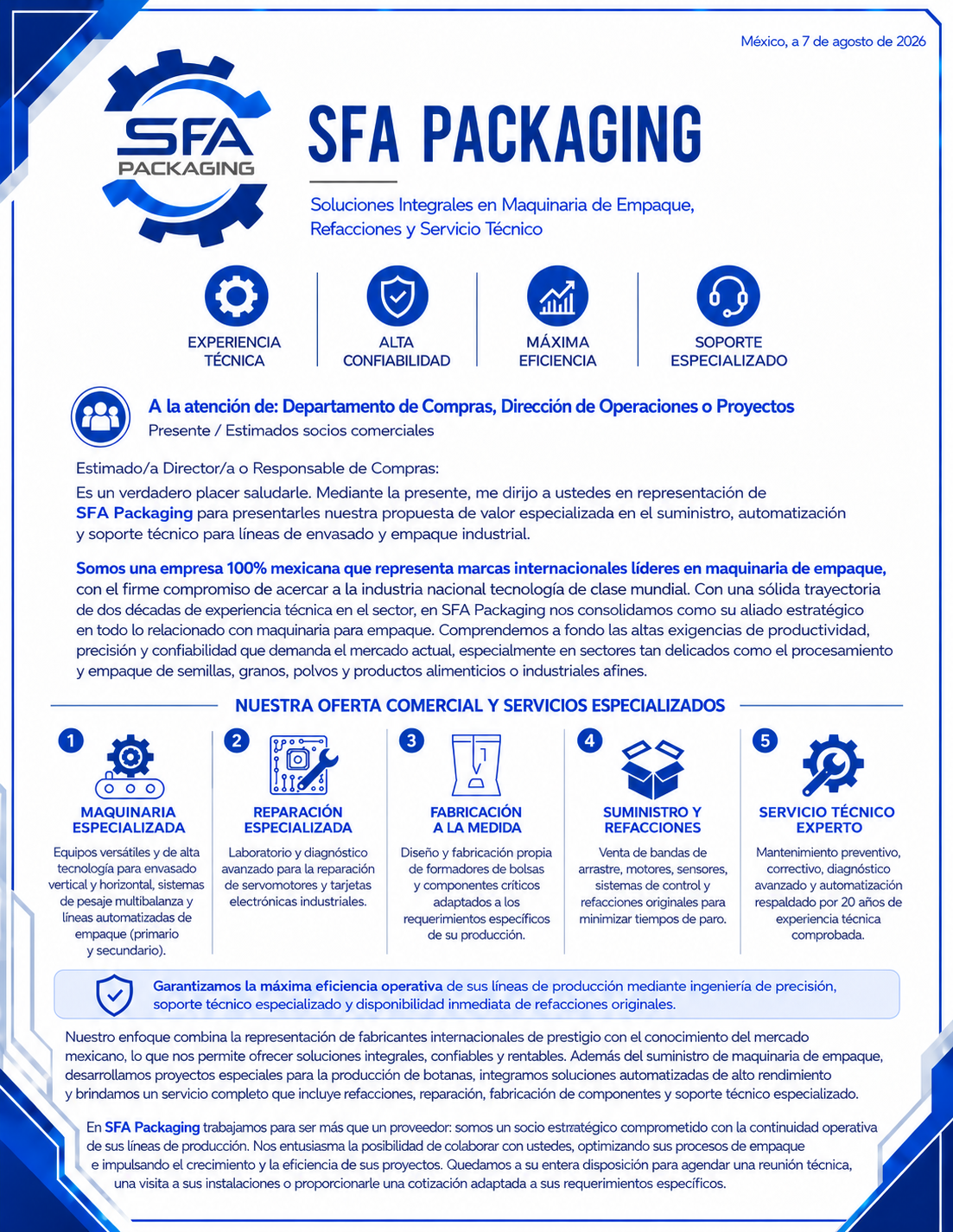 SFA Packaging - Oferta comercial y servicios especializados